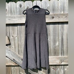 Eileen Fisher Charcoal Sleeveless Wool  Midi Dress